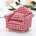 Sofa Armchair Dolls House Couch White And Red Pattern