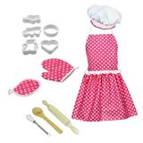 Fridja 12pc Kids Cooking And Baking Set Kitchen Costume Pretend Role Play Kit Apron Hat