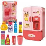 Mini Fridge Refrigerator Toy for Kids Pretend Play Double Door with Kitchen Playset Accessories Gift For Boys Girls