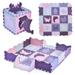 Fun Little Toys Beg1n 25 Pcs Purple Animals Playmat Baby Foam Play Mat EVA Foam Interlocking Play Mats Perfect Crawling Playmat Birthday Gift for Toddlers