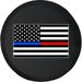 Black Tire Covers - Tire Accessories for Campers SUVs Trailers Trucks RVs and More | American Flag Thin Red Blue Line Support Black 29 Inch