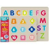 Learn ABCs and 123s Chunky Wood Puzzle for Families and Kids Ages 3 and up