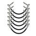 15cm/ 6in Guitar Effect Pedal Instrument Patch Cable 1/4 Silver Right-angle Plug Black PVC Jacket 6-Pack