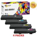 Toner Bank 4-Pack Compatible Toner Cartridge Replacement for Dell 593-BBBU 593-BBBT 593-BBBS 593-BBBR Used for Dell Color Laser Printer C2660dn C2665dnf Pritner Ink Black Cyan Magenta Yellow