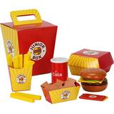 Fridja Kids Play Food Toys Pretend Play Wooden Fast Food Burger Fries Food Toy Set Gift