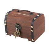 Wooden Treasure Storage Box with Lock Treasure Chest Decorative Boxes Piggy Bank Organizer Saving Box with Lids for Home Decor Gifts