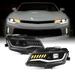 AKKON - Fit 2016 2017 2018 Chevy Camaro Halogen Model [Full LED] Projector Headlights w/Sequential Turn Signal Black Drive+Passenger