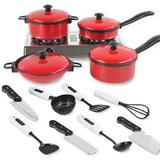 13 Pieces Kitchen Appliances Playset Mini Breakfast Stove Top Cooking Pots Pans Play House Toys for Kids