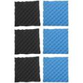 6 Pack Black + blue / Charcoal egg crate foam acoustic tiles soundproofing foam panels sound insulation soundproof foam padding sound dampening padding 30x30x3.8cm