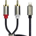 DUOYUTING Lighting to 2 Male RCA Audio Cable RCA to iOS Stereo Audio Y Adapter Compatible with iPhone Speaker Amplifier Car etc (3.4ft)