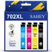 702XL Ink Cartridges Replacement for Epson Ink 702 T702 for Workforce Pro WF-3720 WF-3730 WF-3733 Printer (4 Pack Black Cyan Magenta Yellow)