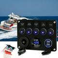 Keyohome Car yacht ship type rocker 5-position combination button ON-OFF switch + LED voltage display table +5V 4.2A USB charger