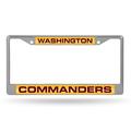 Football Rico Industries Washington Commanders Chrome Laser License Frame 12 x 6 12 x 6 Laser Cut Chrome Frame - Car/Truck/SUV Automobile Accessory