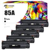 Toner Bank Compatible 85A Black Toner Cartridge for HP 85A CE285A 285A LaserJet Pro M1212NF Pro P1102W Pro M1132 M1210 M1130 M1212NF M1217NFW Printer Replacement Toner Ink (Black 5-Pack)