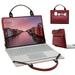 Acer Chromebook 15 Laptop Sleeve Leather Laptop Case for Acer Chromebook 15 with Accessories Bag Handle (Red)