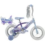 Disney Frozen 12 in. Bike with Doll Carrier Sleigh for Girl s Ages 2+ Years White and Purple by Huffy