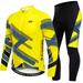 Sponeed Mens Bicycle Jersey Set Long Sleeve Biking Outfit MTB Pants 4D Padded Yellow S