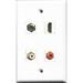 RiteAV 1 Port HDMI and 1 Port RCA Red and 1 Port RCA White and 1 Port Coax Cable TV- F-Type Wall Plate