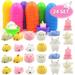 24 Pack Filled Easter Eggs with Mochi Squishy Toys Easter Basket Stuffers Easter Party Favors for Kids Squeeze Mini Kawaii Animals Stress Relief Toys for Boys and Girls