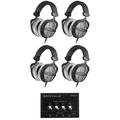 4 Beyerdynamic DT-990-PRO-250 Studio Monitor Headphones+4-Ch Headphone Amplifier