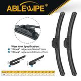 ABLEWIPE 22 Inch + 22 Inch Windshield Wiper Blades Fit For Chevrolet Tahoe 2018 22 &22 Bracketless Hybrid Wiper Replacement For Car Window (Pack of 2) P12861S