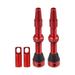 1 Set Aluminum Alloy Rubber 44mm Bike Tubeless Valve Stems with Valve Core Remover Tool Kit for Mountain Bicycle Red
