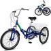 MOPHOTO 24 7-Speed Folding Adult Tricycle 3 Wheel Cruiser Bikes with Low Step-Through Adult Fold up Tricycle with Basket Tricycles for Seniors Menï¼ŒWomen