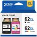 62XL Ink Cartridges for HP 62 ink works with HP Envy 5660 5540 5640 OfficeJet 200 250 5740 5745 Printer (Black Tri-Color 2-Pack)