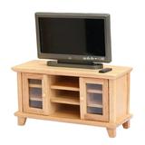 Grandest Birch 3Pcs/Set Dollhouse TV Cabinet Compact Anti-deformed Multifunctional Dollhouse Wooden Color Double Door Cabinet TV f