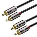 J&D Gold-Plated 2RCA Male to 2RCA Male Stereo RCA Audio Cable Copper Shell 25 ft