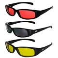 3 Pairs of MF Eyewear Bad Attitude Motorcycle Glasses Shatterproof Polycarbonate Black Frame UV400 Filter Scratch-Resistant Motorcycle Riding Glasses Red Super Dark & Yellow Lenses