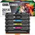 Cool Toner 5-Pack Compatible Toner for HP 201X CF400X for Color Laserjet Pro MFP M277dw M252dw M277n M277c6 M252n M277 Replacement Toner Printer Ink 2 * Black Cyan Magenta Yellow