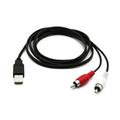 59in/5FT USB Male A to 2 RCA Male Adapter Audio Converter Cable Video AV A/V Cable USB to RCA Cable Cord for HDTV TV Black 1.5m