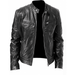 Xerarch Men s trim collar extra size leather motorcycle rider long sleeve collar zipper jacket