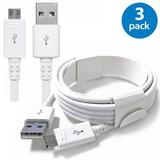 3x Afflux 3FT Micro USB Adaptive Fast Charging Cable Cord For Samsung Galaxy S3 S4 S6 S7 Edge Note 2 4 5 Grand Prime LG G3 G4 Stylo HTC M7 M8 M9 Desire 626 OnePlus 1 2 Nexus 5 6 Nokia Lumia White