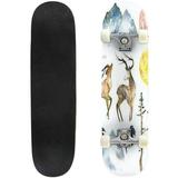 Watercolor winter elements Handpainted watercolor clipart with deers Outdoor Skateboard Longboards 31 x8 Pro Complete Skate Board Cruiser