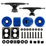 Victory Jump Longboard Skateboard Trucks and Wheels Set Skateboard Accessories Skateboard Trucks 7 inch Skateboard wheels 70mm Skateboard Bearings (7 inch Black Truck w 70mm Blue Wheels)