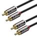 J&D Gold-Plated 2RCA Male to 2RCA Male Copper Shell Stereo Audio Cable RCA Audio Cables 6 ft