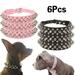 6 Pcs Adjustable Spiked Microfiber Leather Pet Cat Dog Collars for Small Medium Large Pets Like Cats Dogs Pitbulls Bulldogs Pugs for Pet Big Family and for Pet Hospital Gift