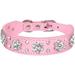 Cute PU Leather Dog Collar - Rhinestone Flower Pattern Studded - 1 Inch Width Fit Small and Medium Dogsï¼ŒPinkï¼Œ M:12-15