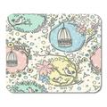 Cute Seamless Pattern with Birdcages Flowers and Birds Girl Art Mousepad Mouse Pad Mouse Mat 9x10 inch