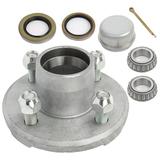 CCIYU CCIYU Boat Trailer Galvanized Hub Axle Kit 4 on 4 Bolt Circle Wheel Hub Kit 2000lb Axle 4 Bolt Lug Greased Bearings L44643 1Bearings