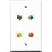RiteAV 1 Port RCA Red and 1 Port RCA Yellow and 1 Port RCA Green and 1 Port Coax Cable TV- F-Type Wall Plate