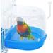 Bird Bath Box Parakeet Caged Bird Bathing Tub with Water Injector for Small Birds Canary Budgies Parrots Blue