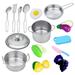 with Pots and Pans Cookware Vegetables Fruits and Kitchen Utensil Set for Toddles - 15pcs