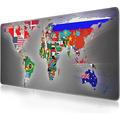 World Flag map Full Desk Mousepad (47.3x23.6 in) Extended Gaming Mouse pad Non-Slip Rubber Base Cool Mouse pad with Stitched Edges Desk Cover mat XXXXL