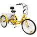 Areyourshop 7-Speed 24 With Basket Adult 3-Wheel Tricycle 3 Wheeled Trike Bicycle Cruise Bike Bicycle Yellow