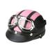 Gecheer Motorcycle Scooter Open Face Half Leather Helmet with Visor Goggles Retro Vintage Style 54-60cm
