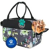 PetAmi Dog Purse Carrier for Small Dogs Airline Approved Soft Sided Pet Carrier w/ Pockets Ventilated Dog Carrying Bag Puppy Cat Dog Travel Supplies Accessories Carry Tote Sherpa Bed Floral Gray