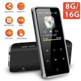8GB Mp3 Player with Bluetooth 4.2 - Portable Hifi Digital Lossless Music Player for Walking Running Super Light Metal Shell Touch Buttons Black